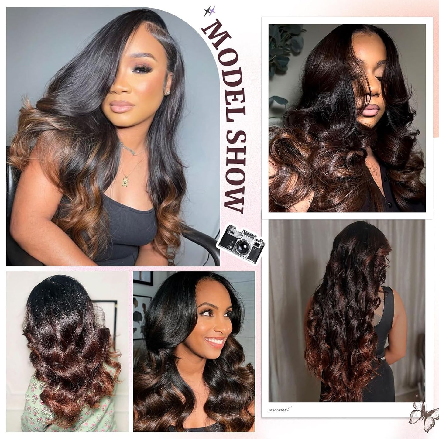 Ombre Body Wave Lace Closure - 100% Real Human Hair, Chestnut Brown | 14 Inch, 150% Density