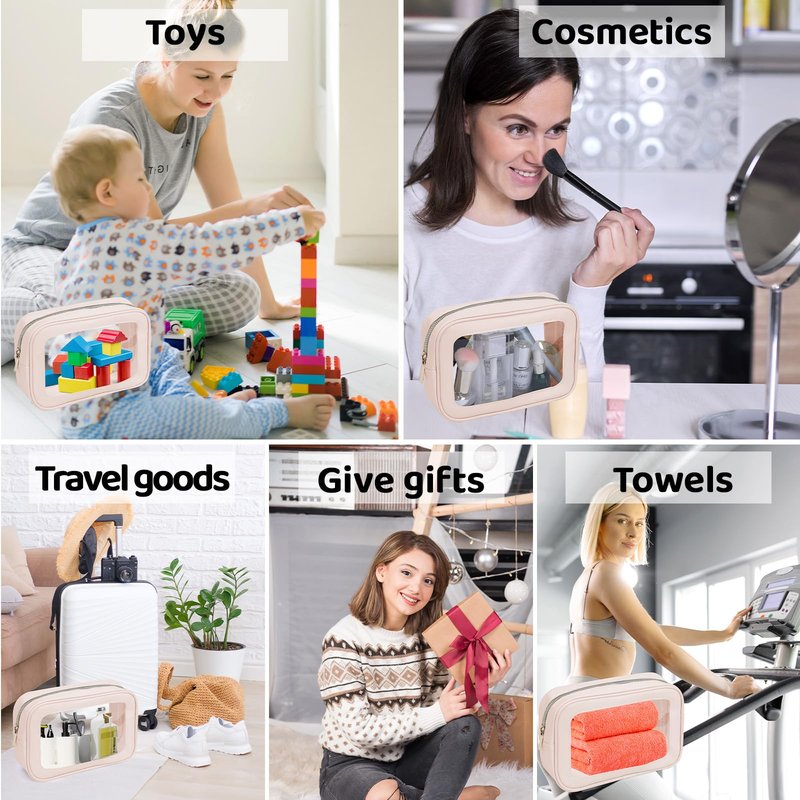 8 Pcs TSA Approved Toiletry Bags Clear Toiletry Bag Diaper Bag Organizer Pouch Set PVC Makeup Pouch with Zipper Waterproof Clear Cosmetic Storage for Travel Purse Organizer Women Men Mothers Day Gifts