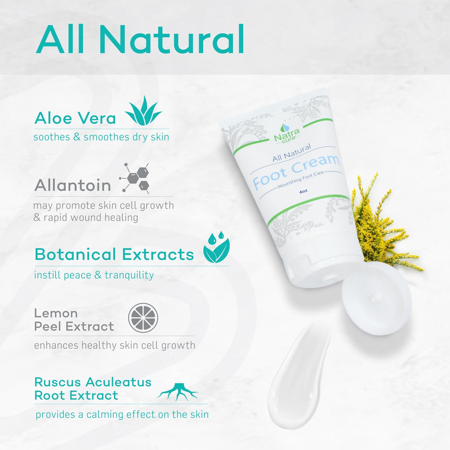 NatraCure Foot Repair Cream for Dry Cracked Heels & All Natural Foot Lotion for Dry Cracked Tired Feet Relief – Foot Moisturizer Pedicure Lotion & Foot Crack Cream for Foot Softening Treatment – 4 oz