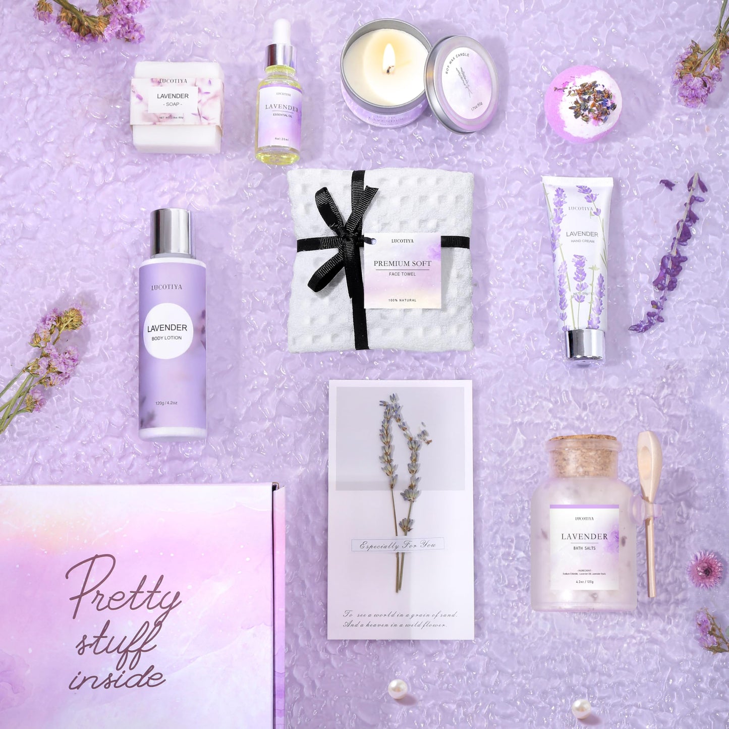 Gifts for Women Gift Basket for Women - 10 Pc Lavender Bath and Body Sets