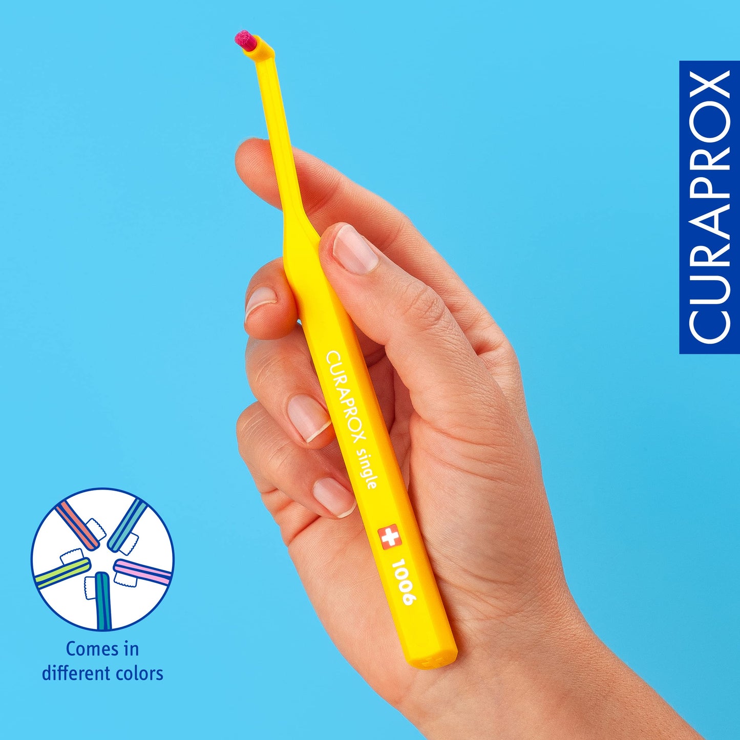 Curaprox CS 1006 Single Toothbrush – Targeted Cleaning for Gumline and Braces | Ultra-Soft Single Tuft | for Sensitive Teeth and Implants