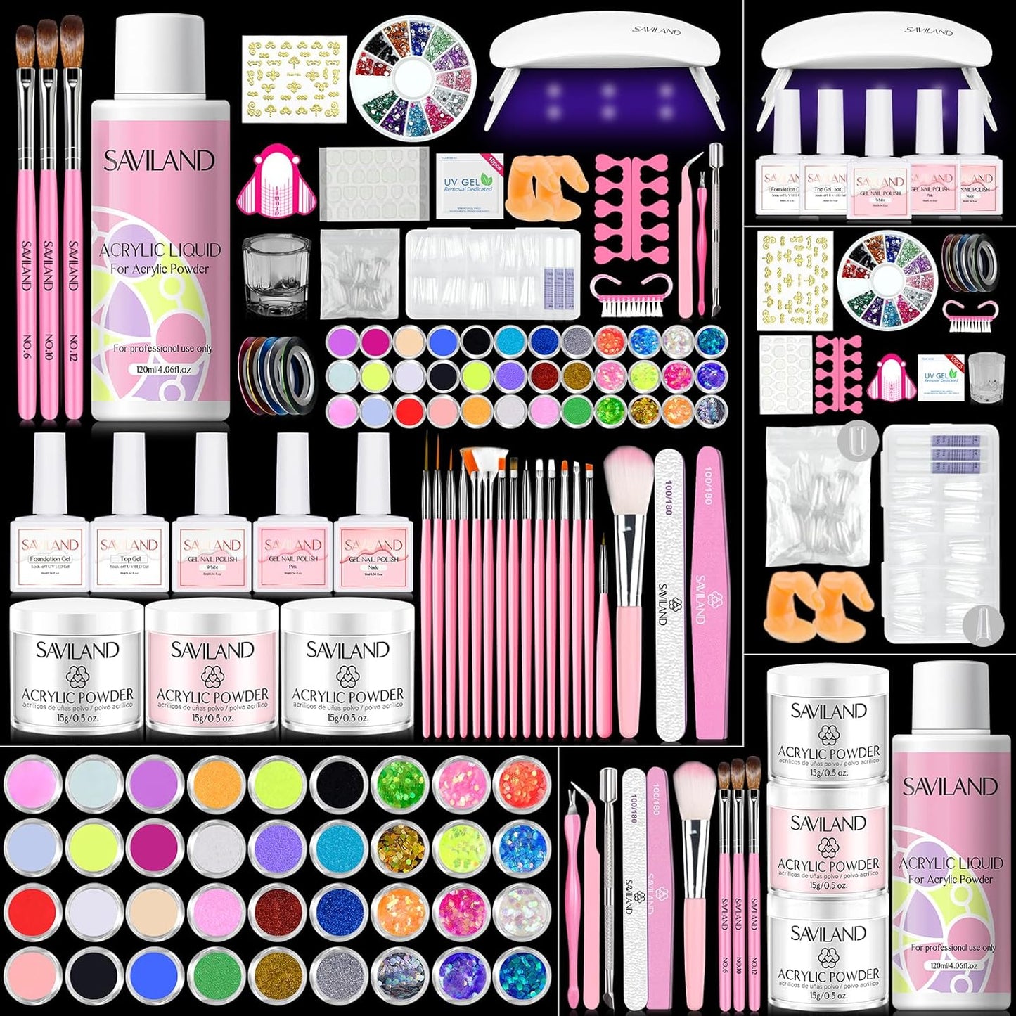 Acrylic Nail Kit - Complete Professional Set for Beginners | UV Light, Powder & Gel Polish, Essential Tools
