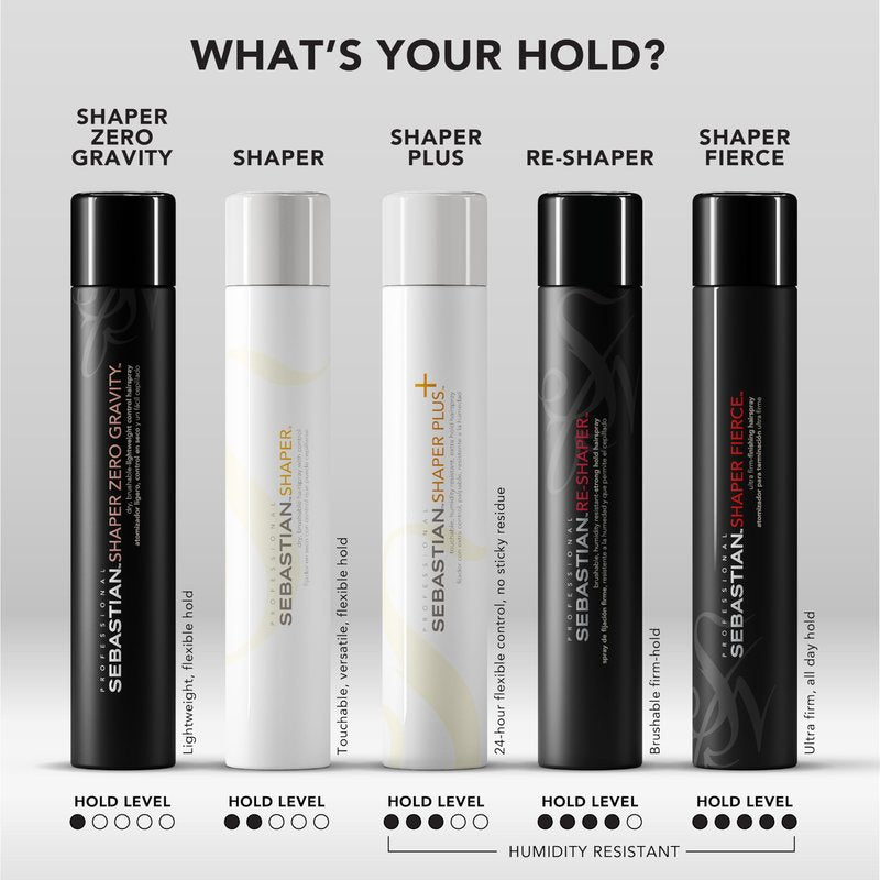 Sebastian Professional Shaper Plus Mini Hairspray, 80% VOC | Humidity Resistant, Original Extra Hold | Travel Size, 1.3 oz
