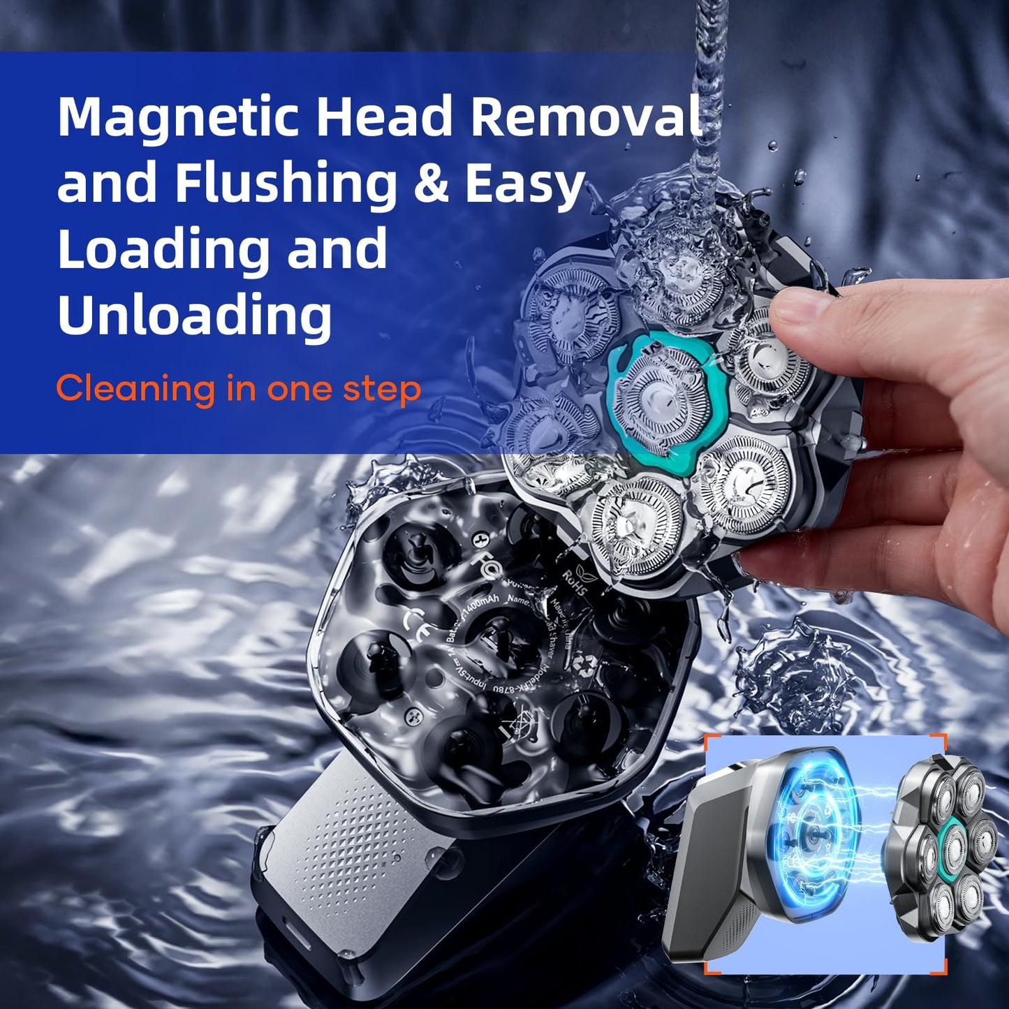 7D Head Shavers for Bald Men - kensen Dual Speed Electric Head Hair Shaver, Long Battery Life Electric Razor IPX6 Waterproof Wet/Dry Shaving LED Display Rechargeable Bald Head Shavers for Men