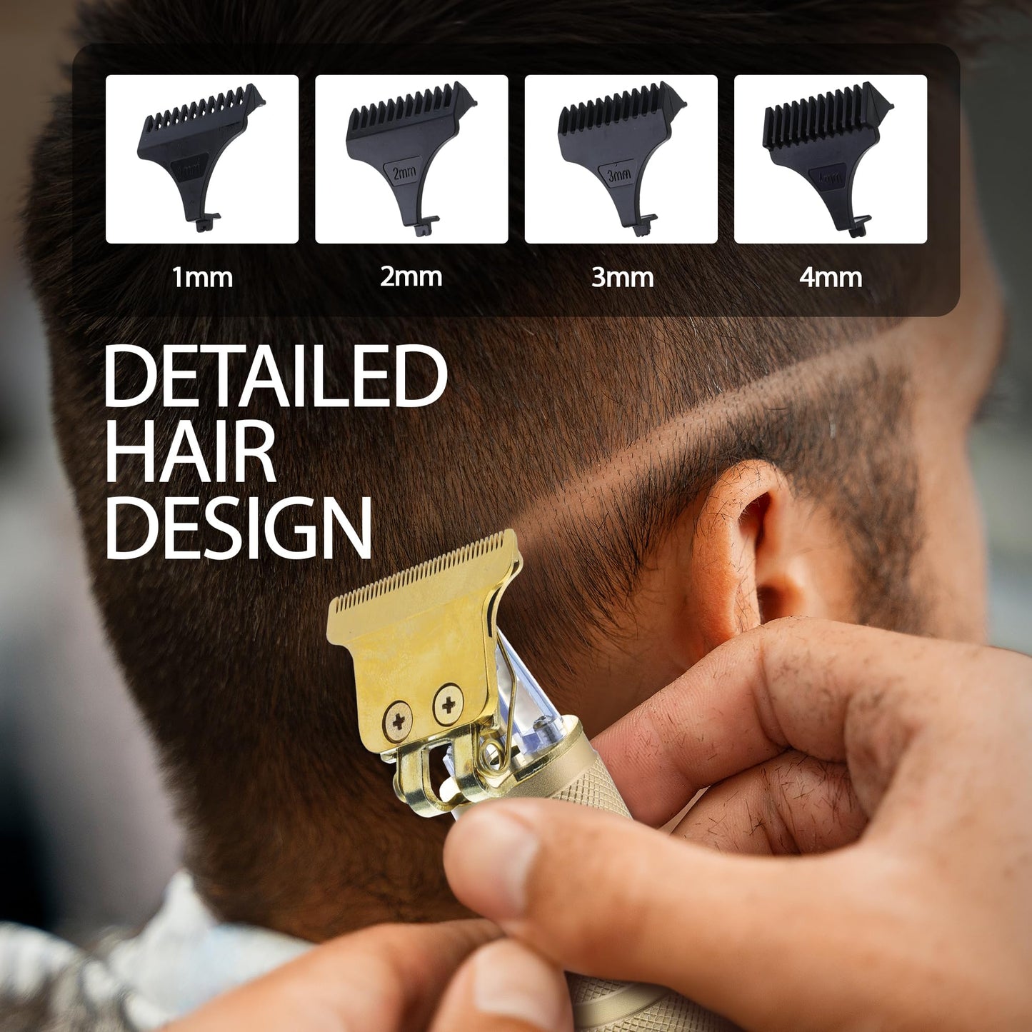 Cutting Edge T-Blade Trimmer for Men, T-Blade Precision Beard Trimmer, Bump Free and Hypoallergenic Titanium Gold Blades, 4 Guide Combs, Rechargeable, Precision Trimmer to Detail, Outline, & Fade