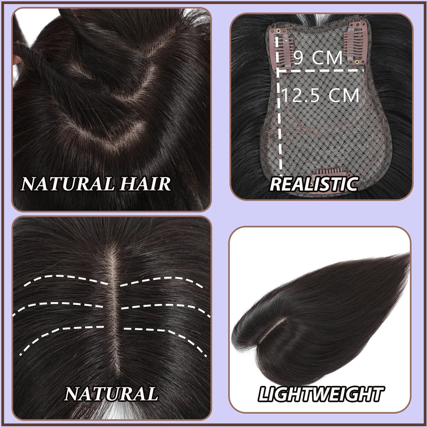RMYHIG Hair Topper, 360° 3D Hair Toppers for Women with Thinning, 18 Inch Long Pieces for Women Clip in Wispy or Side Bangs(Black, 3D Wispy Bangs)
