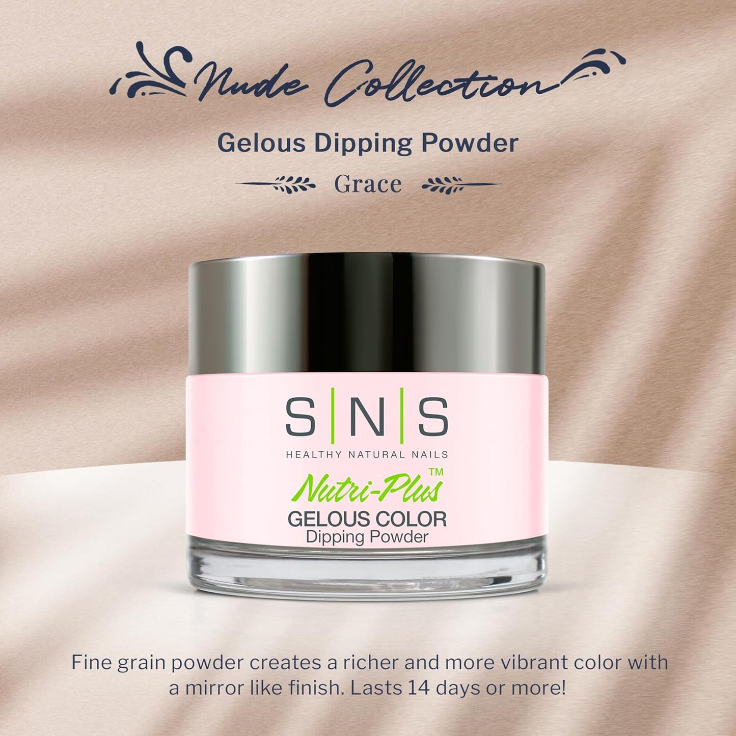 SNS Nail Dip Powder - Gelous Color Dipping Powder in Grace | Long-Lasting, Low-Odor Formula - 1 oz