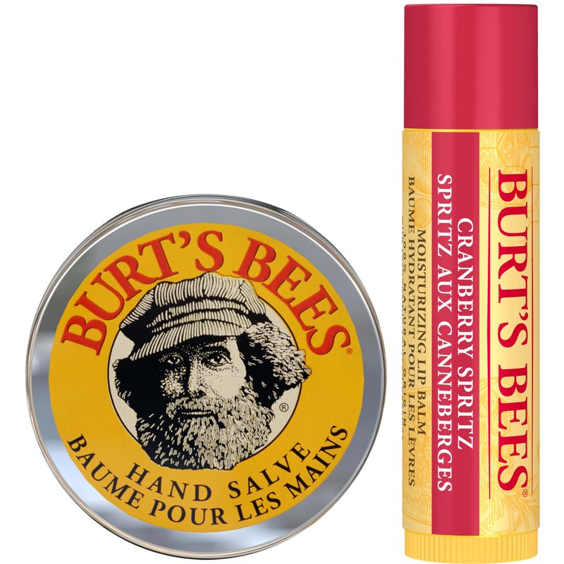 Burt's Bees A Bit of Burt's Bees Cranberry Spritz Lip Balm and Hand Salve Gift Set, Natural Origin Skin Care and Lip Care, 2-Piece Set, 0.15 oz./0.3 oz.