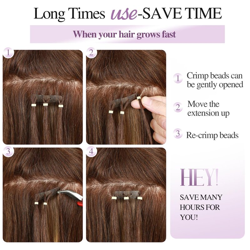 FANCEE OVO Hair Extensions Remy Human Hair PU Holes Wefts with Micro Beads Highlight Honey Blonde Volume Upgrade Butterfly Seamless Weft Invisible Beaded Hair Extension with Tools(40g 20Pcs, 16 Inch)