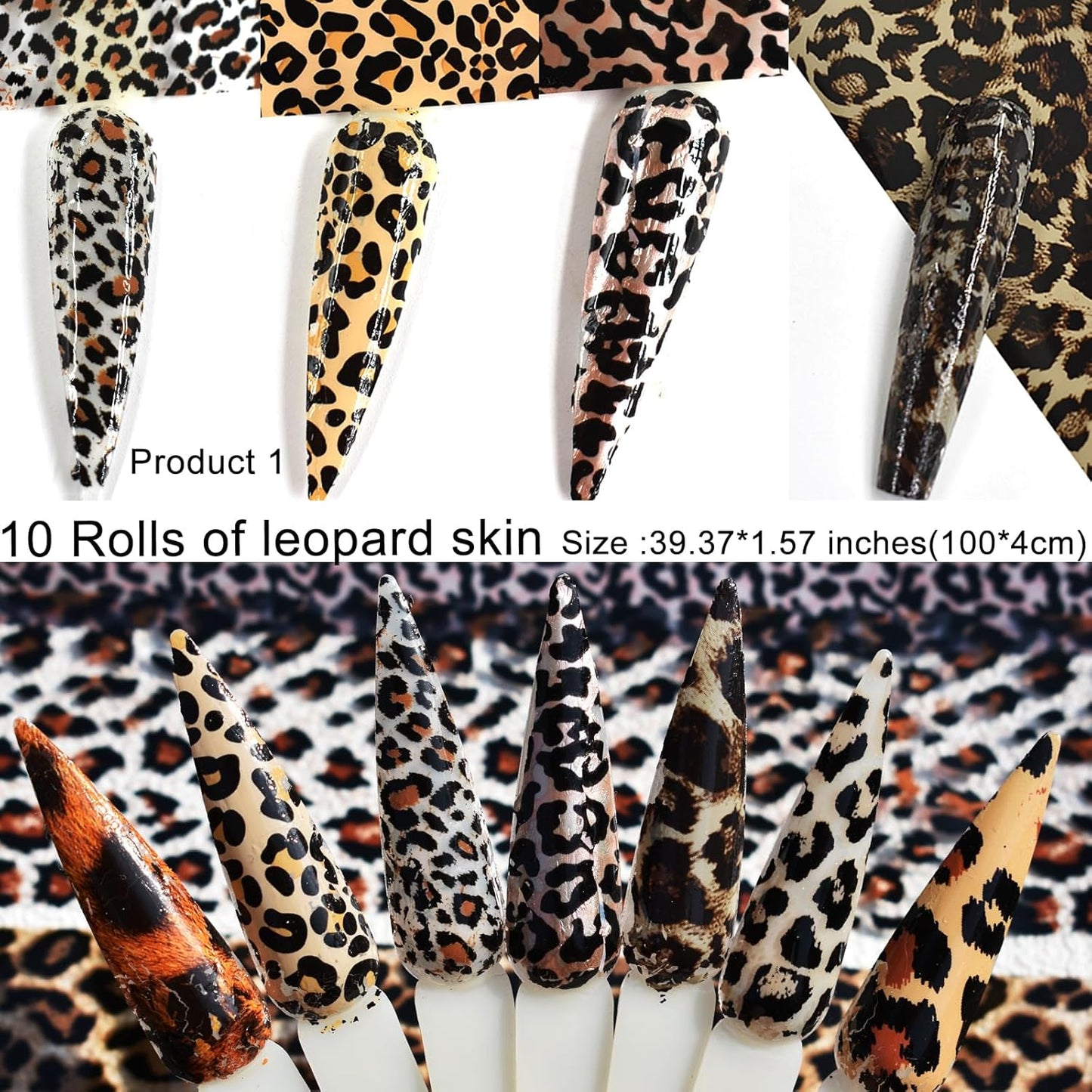 Nail Art Transfer Foils Set - 40 Rolls of Floral, Leopard, Snake Skin & Butterfly Patterns | Nail Foil Adhesive Decals