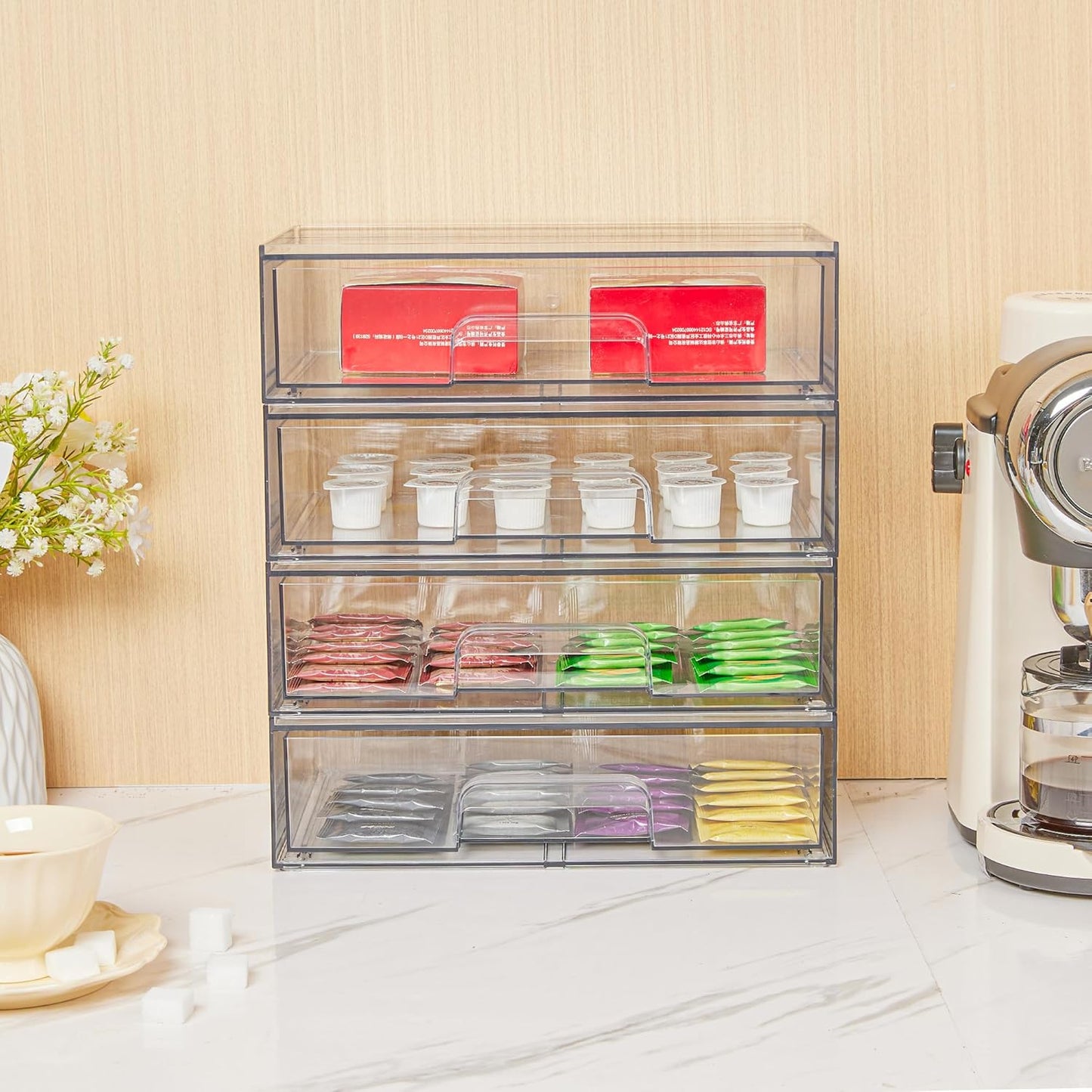 Vtopmart Clear Stackable Storage Drawers - 3 Pack Acrylic Organizers for Makeup & Beauty Supplies | Ideal for Vanity & Bathroom