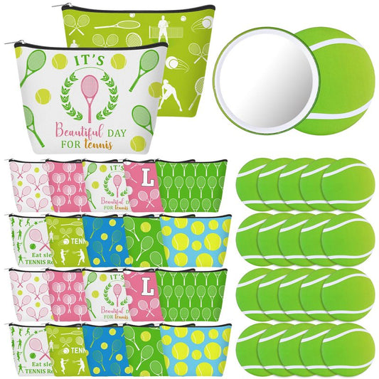 40 Pcs Tennis Gifts for Women Funny Cosmetic Bag Inspirational Makeup Bag Tennis Accessories for Women Sports Lovers Players Coach Team Staff Teacher Volunteer Sports Party Supply Gifts