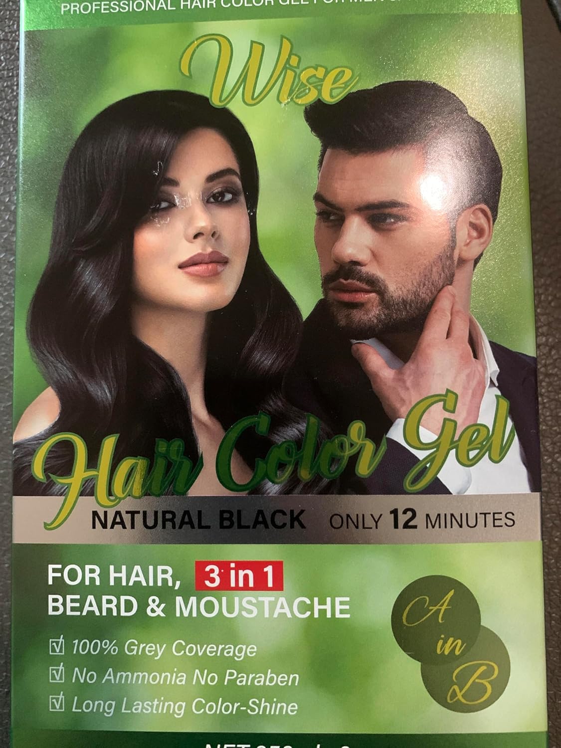 Natural Hair Color Gel - 3 in 1 Semi-Permanent Black Dye for Gray Coverage | Plant-Based with Olive Extract, 500ml x 2