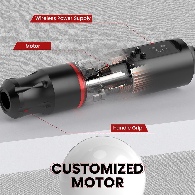 Tattoo Gun Kit, Wormhole Tattoo Kit Wireless Tattoo Machine with 1,600 mAh Capacity Wireless Power Supply Digital LED Display Tattoo Pen Kit WTK279