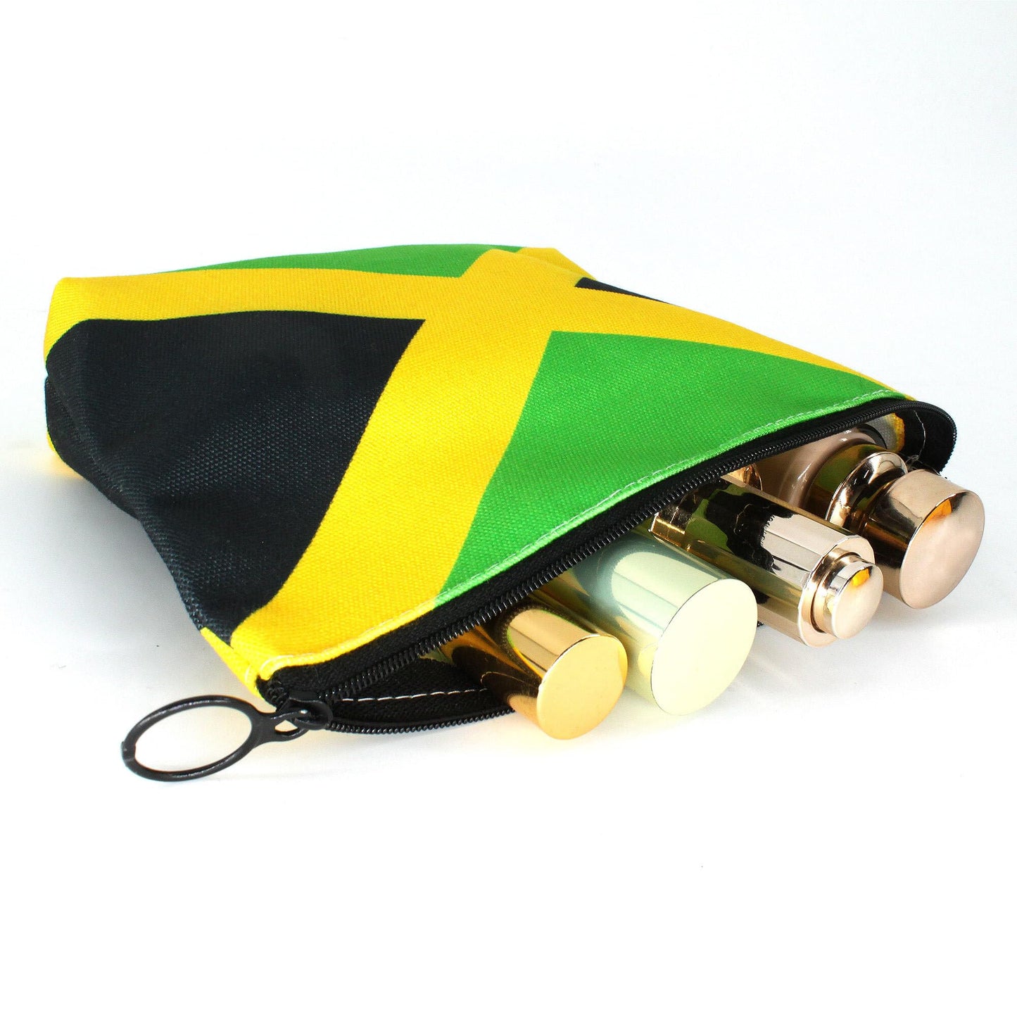 VOARYISA Canvas Makeup Bag Travel Toiletry Bag Makeup Bag for Women Girls Jamaica Flag Reggae(Jamaican-10PCS)