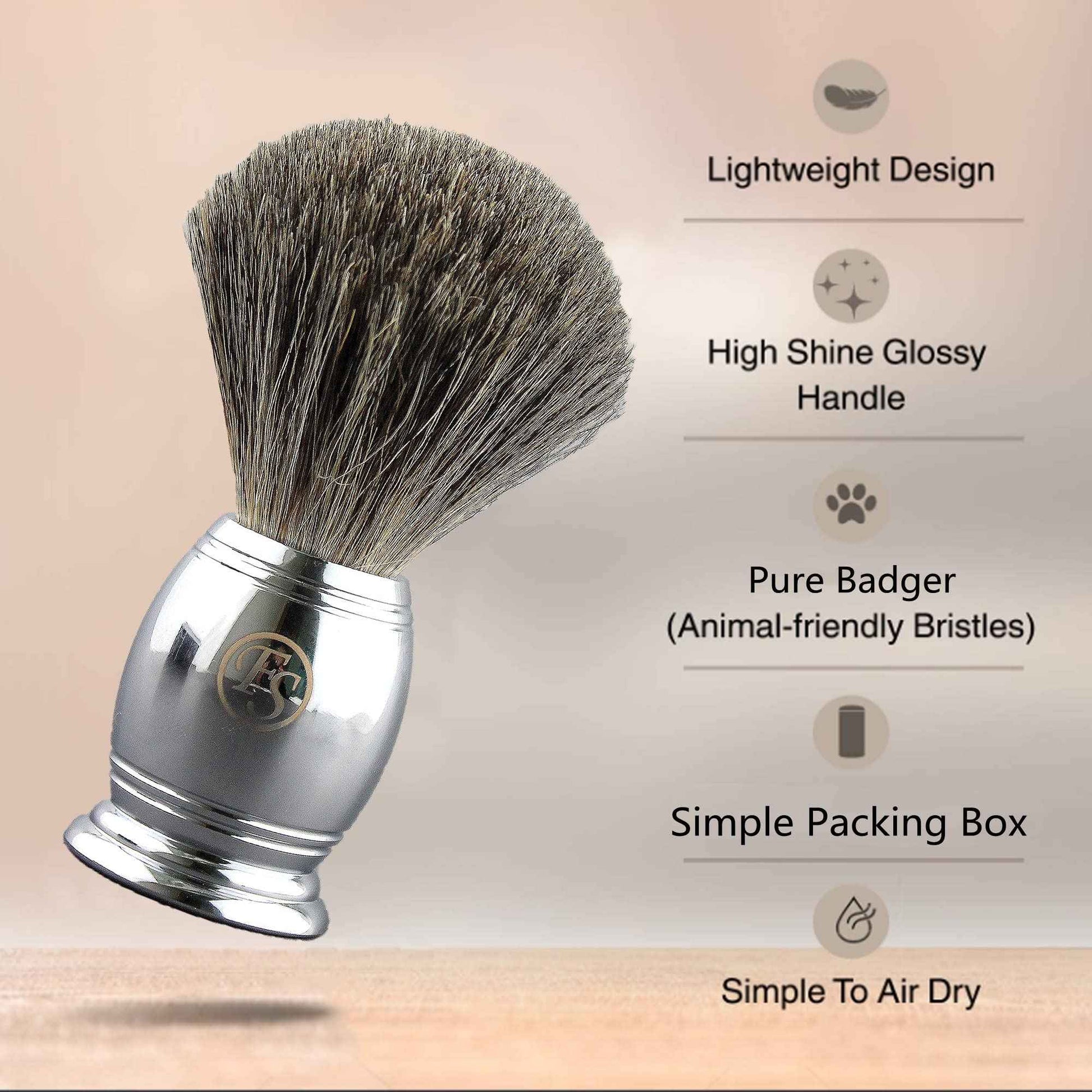 Shaving Brush for Men, Synthetic hair Chrome Metal Best Brush for Personal and Professional Shaving Hair Salon Tool Gifts for Friends, For Fathers Day (knot size 20mm)