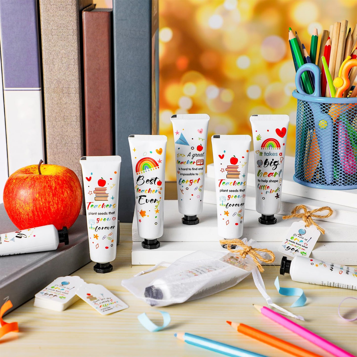 Dimsile 72 Set Teacher Appreciation Gifts Hand Cream Set Moisturizing Hand Lotion Thank You Teacher Gifts Travel Size with Cards Organza Bags for Dry Cracked Mother's Day