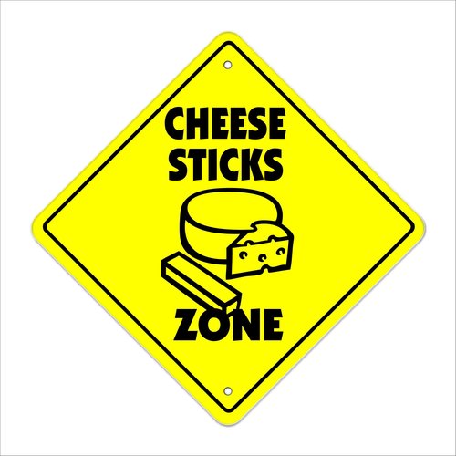Cheese Sticks Crossing Sign Zone Xing | Indoor/Outdoor | 12" Tall Fried Dipping Sauce mozzerella Marinara