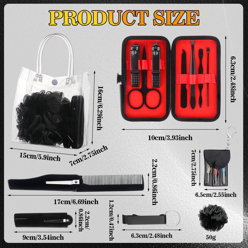 6 Sets Baby Shower Game Prizes for Winners Men Manicure Set Clear Tote Bag Beard Comb Black Bath Sponges Beer Bottle Openers 3-in-1 Micro Screwdrivers Party Gifts for Guests Groomsmen Party