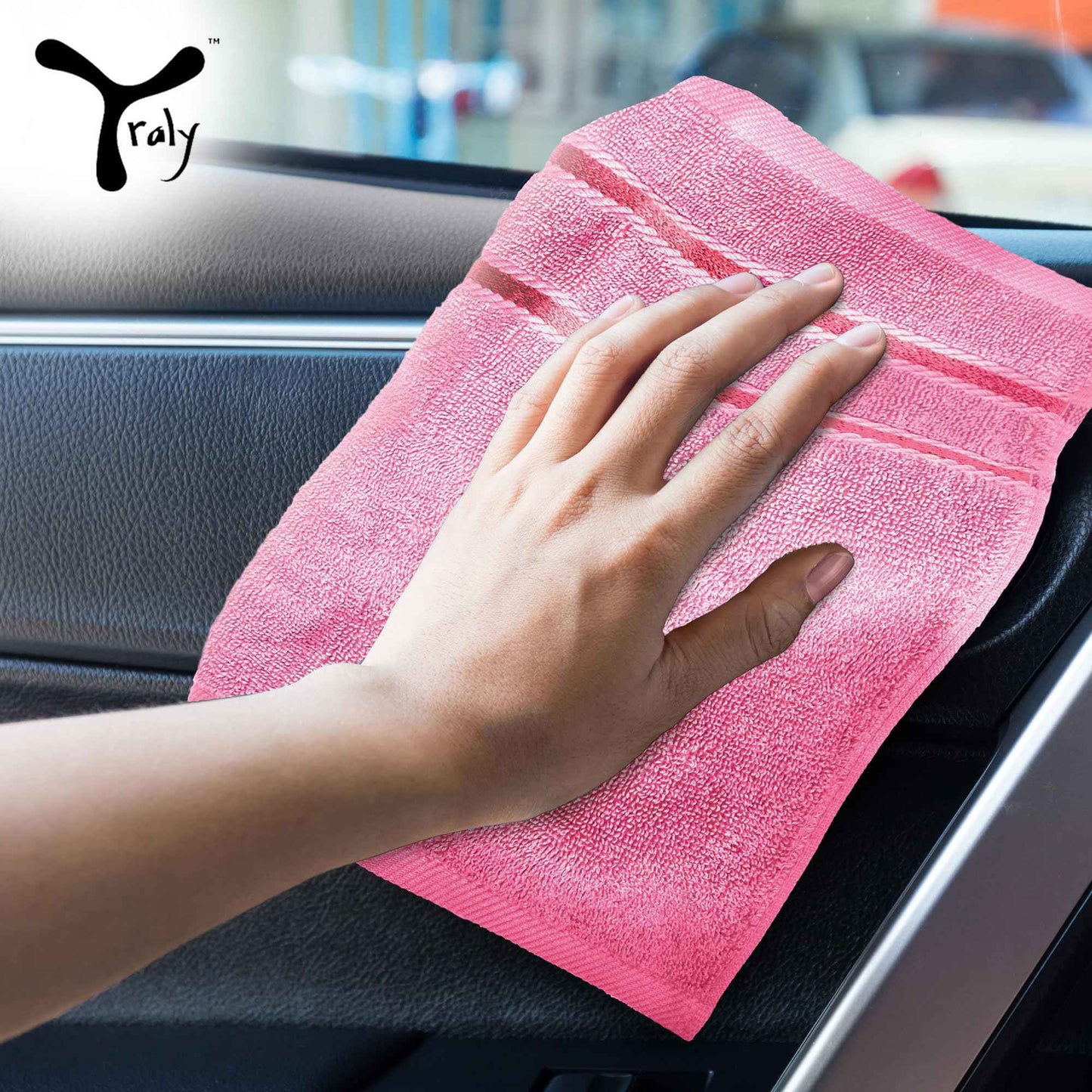 YRALY Luxury Wash Cloths 12 Pack |13x13 Inch | 600 GSM | 100% Ring Spun Cotton Washcloths for Body and Face – Soft and Absorbent Face Towels for Bathroom, Hotel, Spa, Gym (Pink)