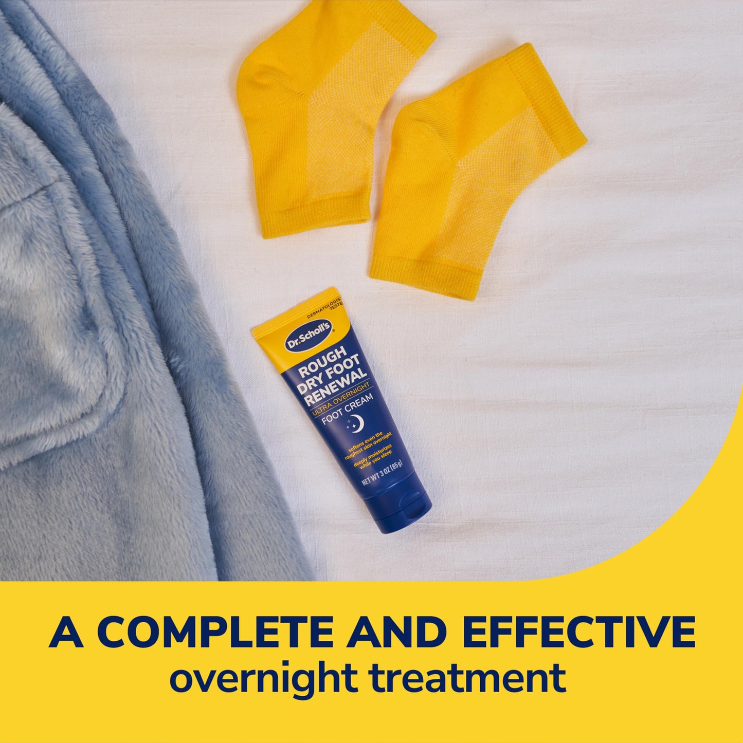 Dr. Scholl's Rough,Dry Foot Renewal Ultra Overnight Treatment-Overnight Foot Cream 3oz with Aloe,Coconut Oil,Urea &Heel Sleeve Socks,Deeply Moisturize & Soften Feet,Dermatologist Tested,(Pack of 2)