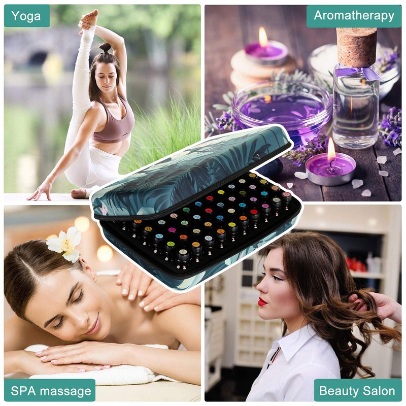 FITNATE 70 Bottles EVA Essential Oil Case Shockproof, Waterproof and Durable, Holding up to 5/10/15 ml Bottles, Essential Oils Travel Case with Bottle Opener, Colorful Stickers and Funnel