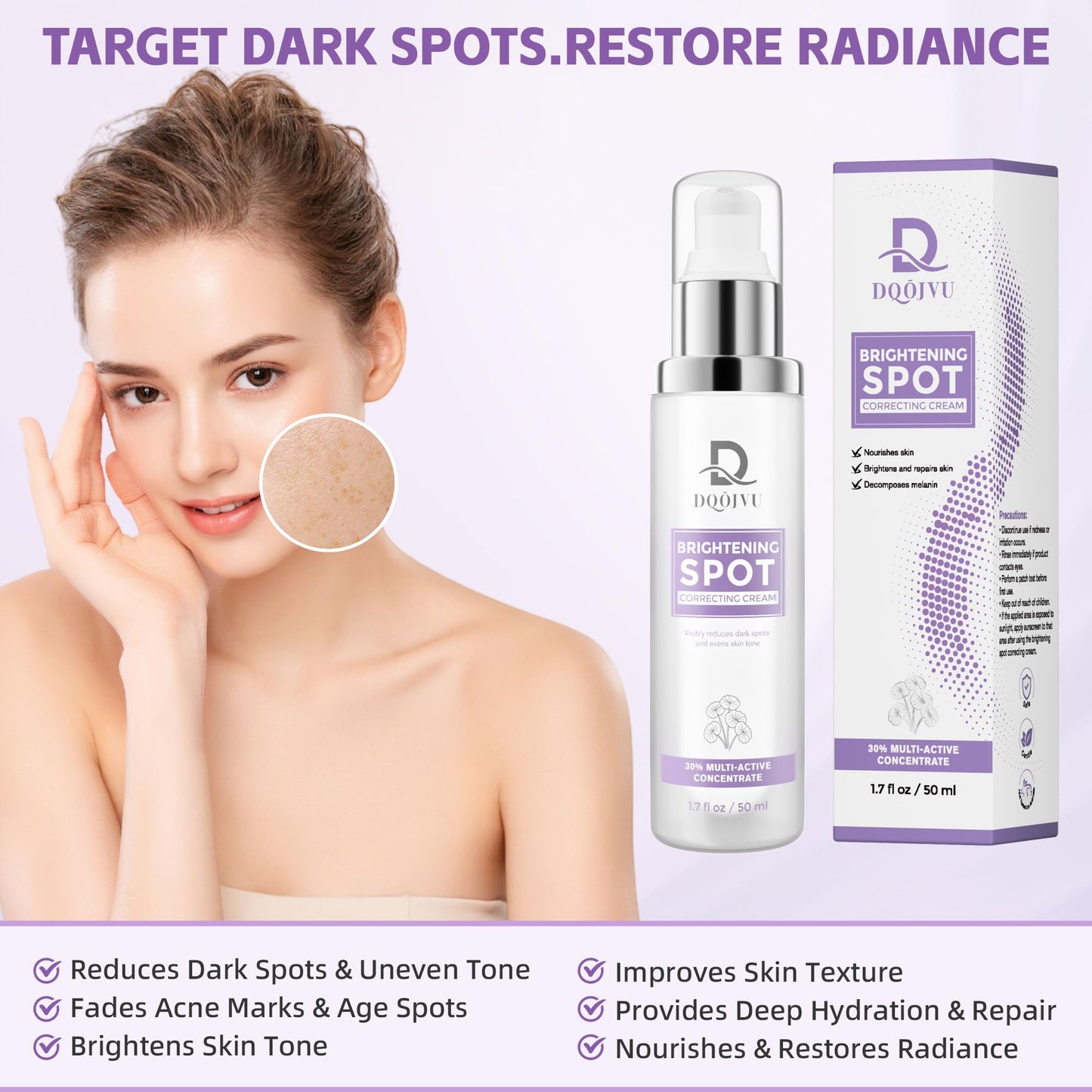 Dark Spot Remover for Face & Body, Corrects Sun Spots, Age Spots & Acne Marks, Skin Lightening Cream for Intimate Areas, Knees, Bikini Line, Tone Repair Formula for Women & Men (1.7 Fl Oz)