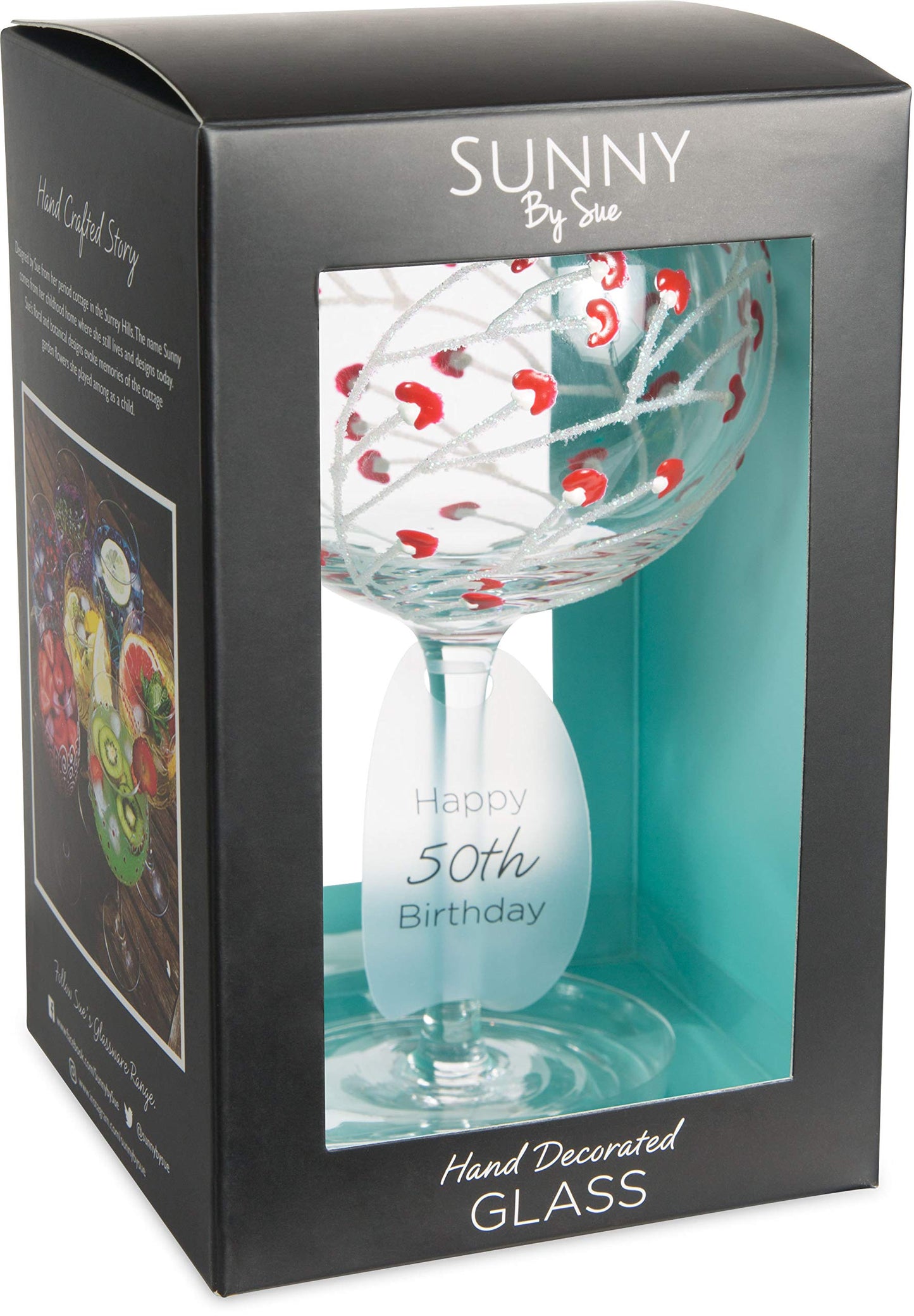 Pavilion Gift Company Pavilion-Red Sprout-24 Oz Hand Decorated Removable Happy 50th Birthd Wine Glass, 24 oz