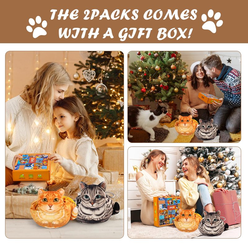 Openhaha Drawstring Travel Organizer, Cosmetic Pouch - Cat Gift for Women, Lay Flat Makeup Bag Gifts for Cat Lovers (2-Pack)
