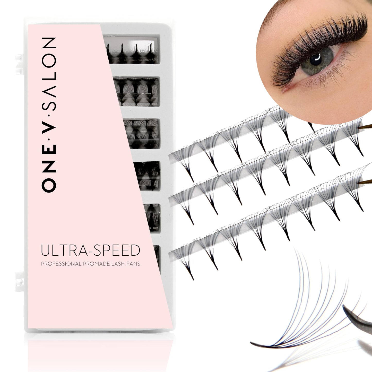 One V Salon Pro 10D Ultra-Speed Promade Fans, 1000 Premade Mega Volume Lash Fans | C Curl | 0.05 | 8–14 mm Mixed Lengths | Thin Base, Fast Application Eyelash Extensions(Ultra 10D-0.05-C Curl)