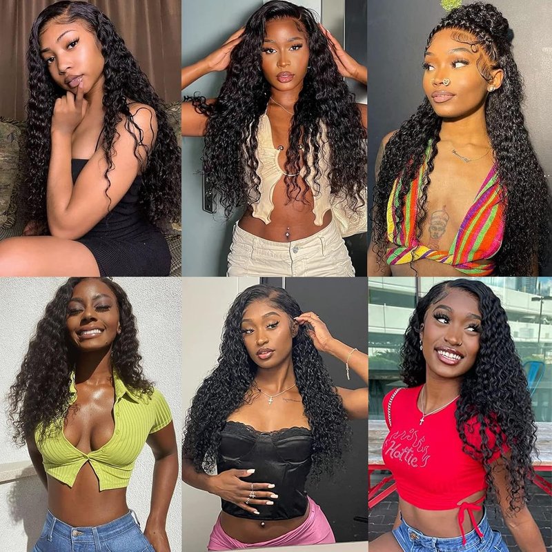 Deep Wave Human Hair Bundles - 100% Unprocessed Brazilian Virgin Hair | 10, 12, 14 Inch Natural Black Extensions