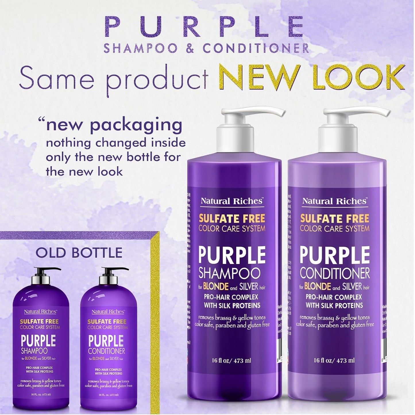 Purple Shampoo and Conditioner Set - Sulfate-Free, Color-Safe Formula for Blonde, Silver & Gray Hair | 16 fl oz Each