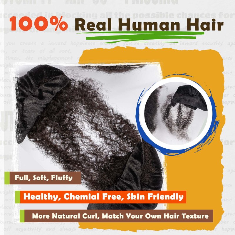 Maytsing Afro Kinkys Bulk 100% Human Virgin Hair - 10inch,3oz/90g,Natural Black - 4C Texture - for Dreadlocks, Loc Repair, Twists, Braids - Can Be Bleached and Dyed to Honey Blond Color