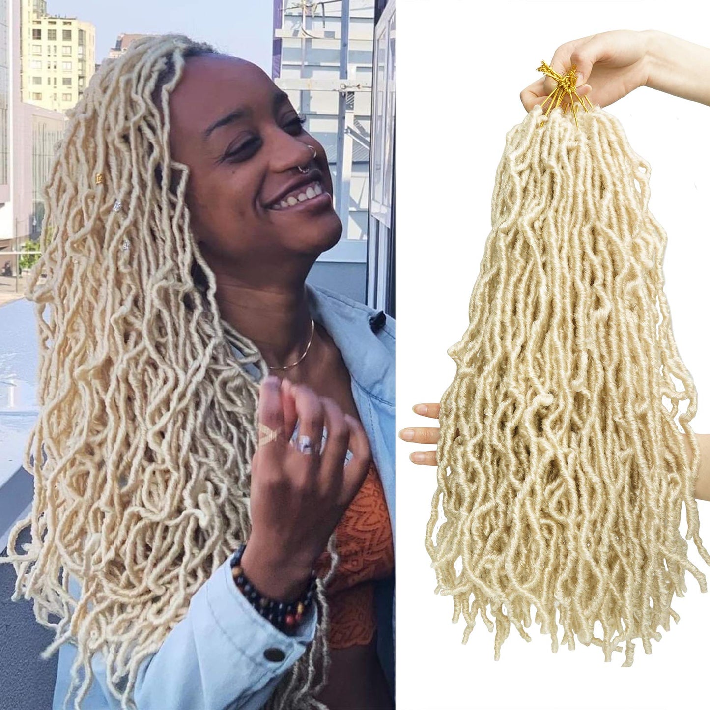 18 Inch New Faux Locs Crochet Hair 6 Packs Crochet Locs Pre-looped Soft Locs Braiding Synthetic Hair Extensions 12 Strands/Pack #613