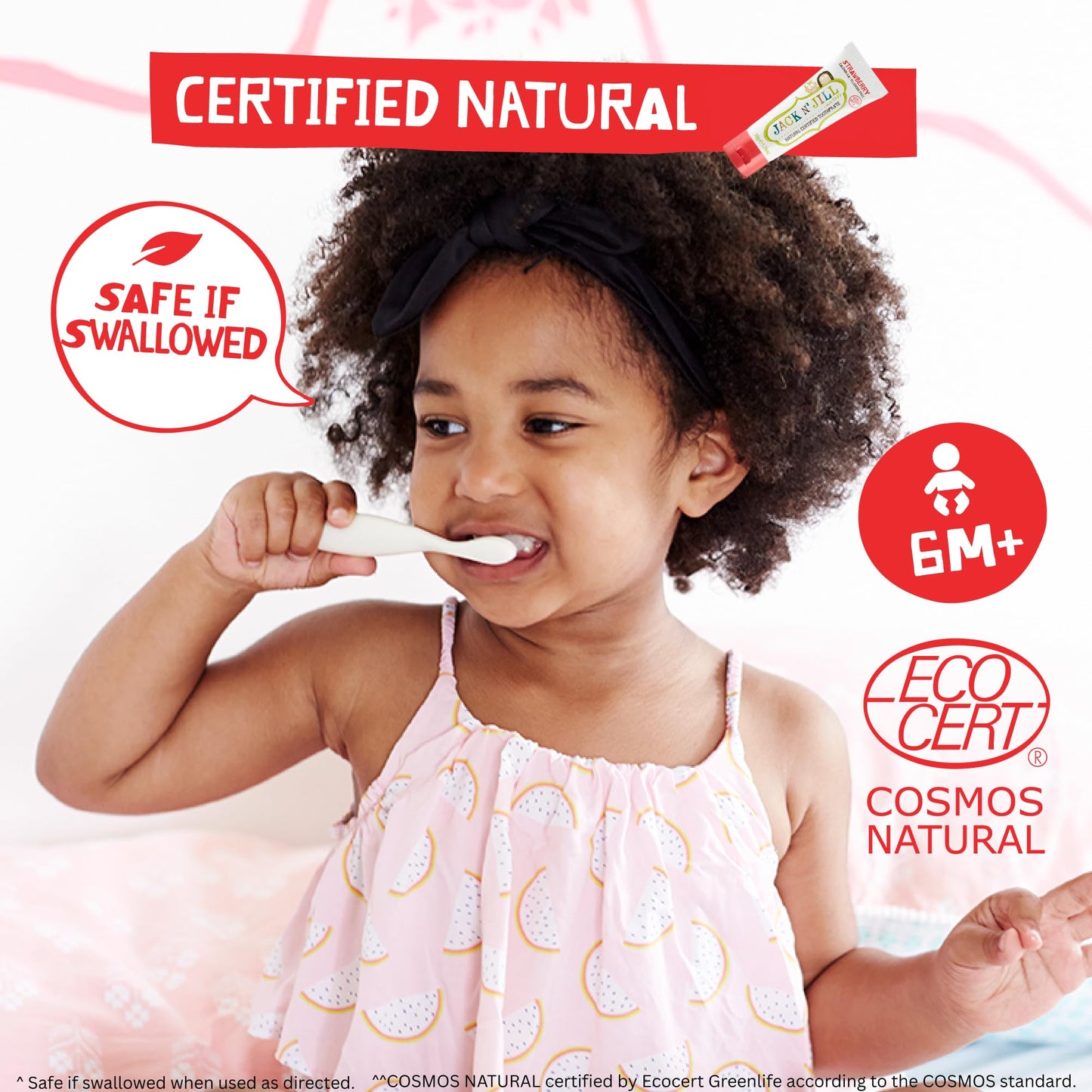 Jack N' Jill Natural Certified Toothpaste for Kids - Fluoride Free Kids & Toddlers Toothpaste, Gently Cleans Teeth, Helps Soothe Gums, 40% Xylitol, BPA Free - Milkshake, 1.76 oz (Pack of 6)