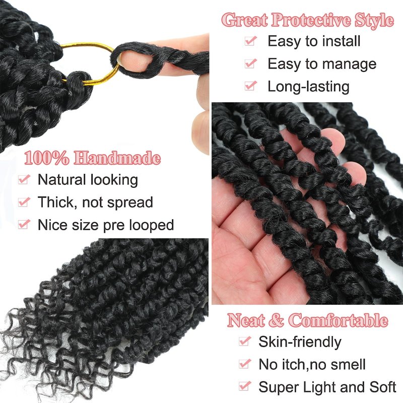 Alrence Miracle Knots Feather Crochet Hair 14 Inch 50 Strands 60g Deep Wave Curly Crochet Hair Protein Fiber Like Human Hair