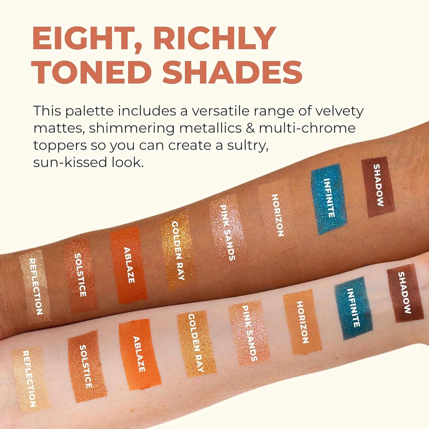Golden Hour Eyeshadow Palette - 8 Shades with Matte & Shimmer Finishes | Infused with Mango Butter & Vitamin E, Vegan