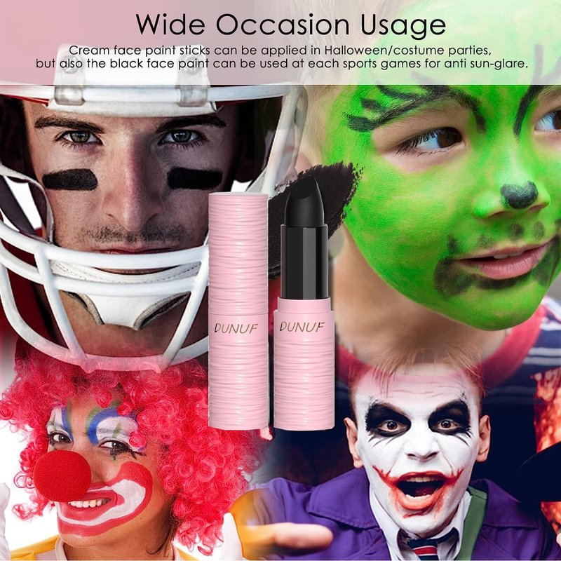 Yeweian Halloween Light Grey Matte Lipstick, Grey Lip Face Body Paint Stick, Cream Eye Black Stick for Baseball, Waterproof Long Lasting Lip Balm for Women, Goth Makeup Clown Makeup Sticks Sticks