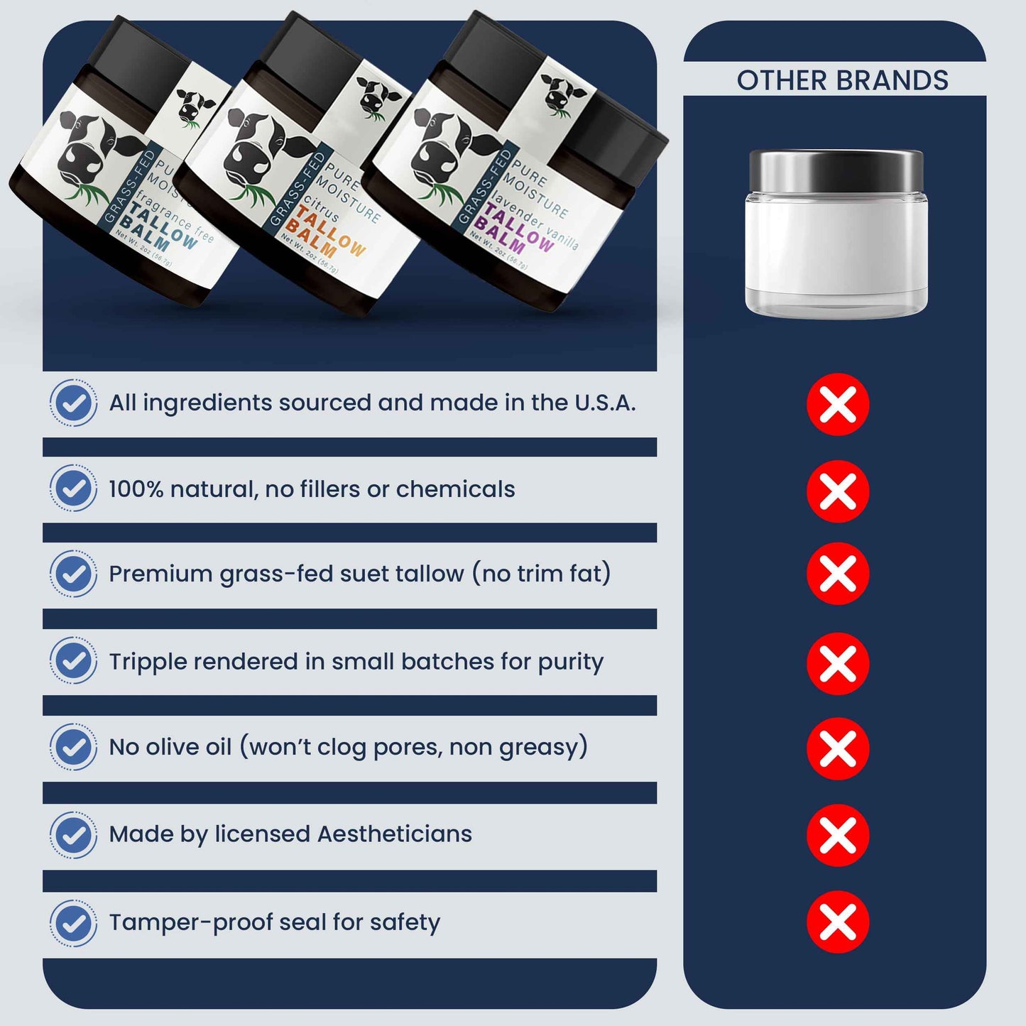 Hygge Beaute Beef Tallow for Skin - Handmade Organic Grass Fed Beef Tallow Face Moisturizer - 2 OZ Lavender Vanilla Scented Beef Tallow Balm with Deep Hydration, Soothing Relief, Skin Repair