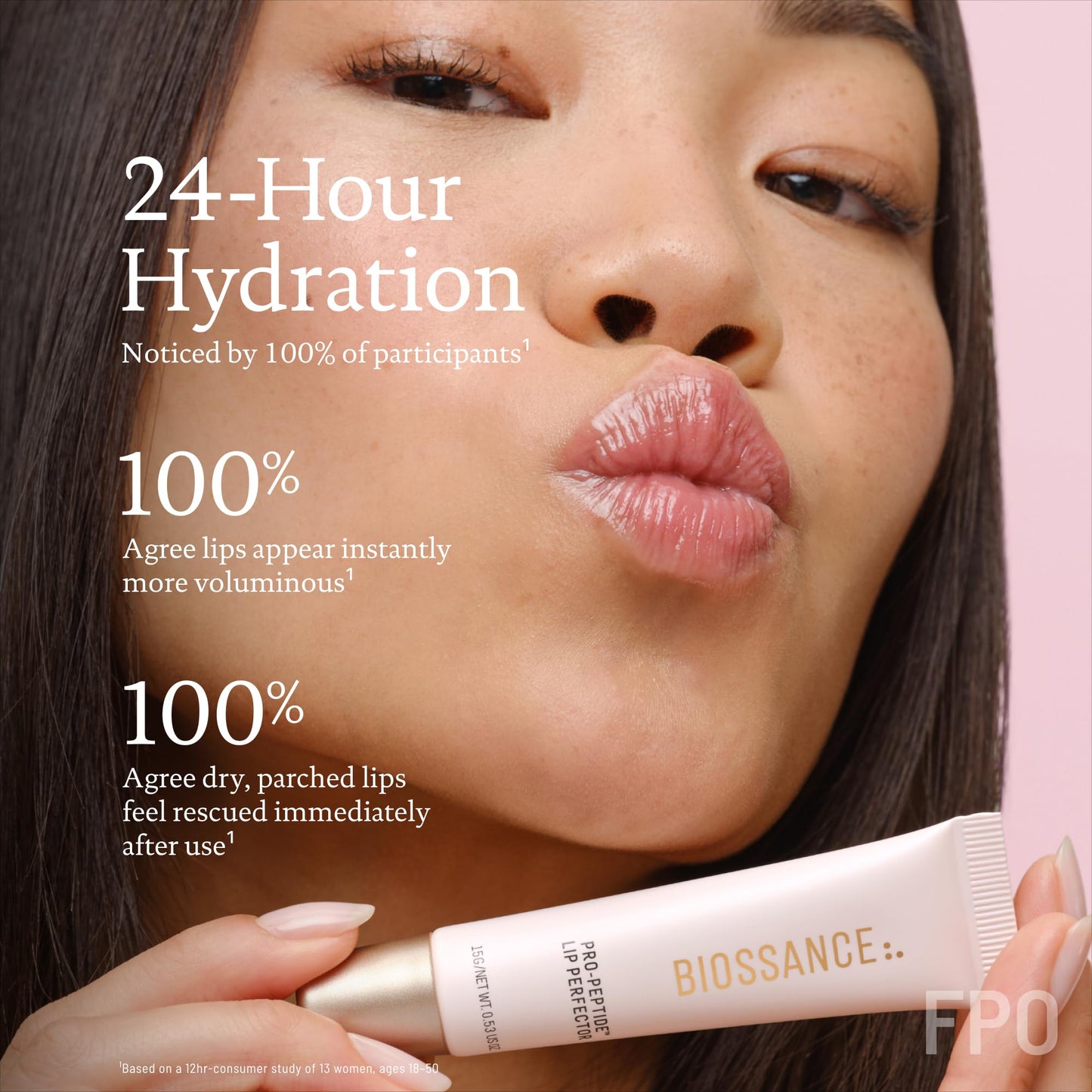 Biossance Pro-Peptide Lip Perfector – Triple-Treat Vegan Lip Balm – Deeply Hydrating with Pro-Peptides & Hyaluronic Acid – Enhances Natural Lip Color – Silky, Glossy Finish in H2Glow, Clear