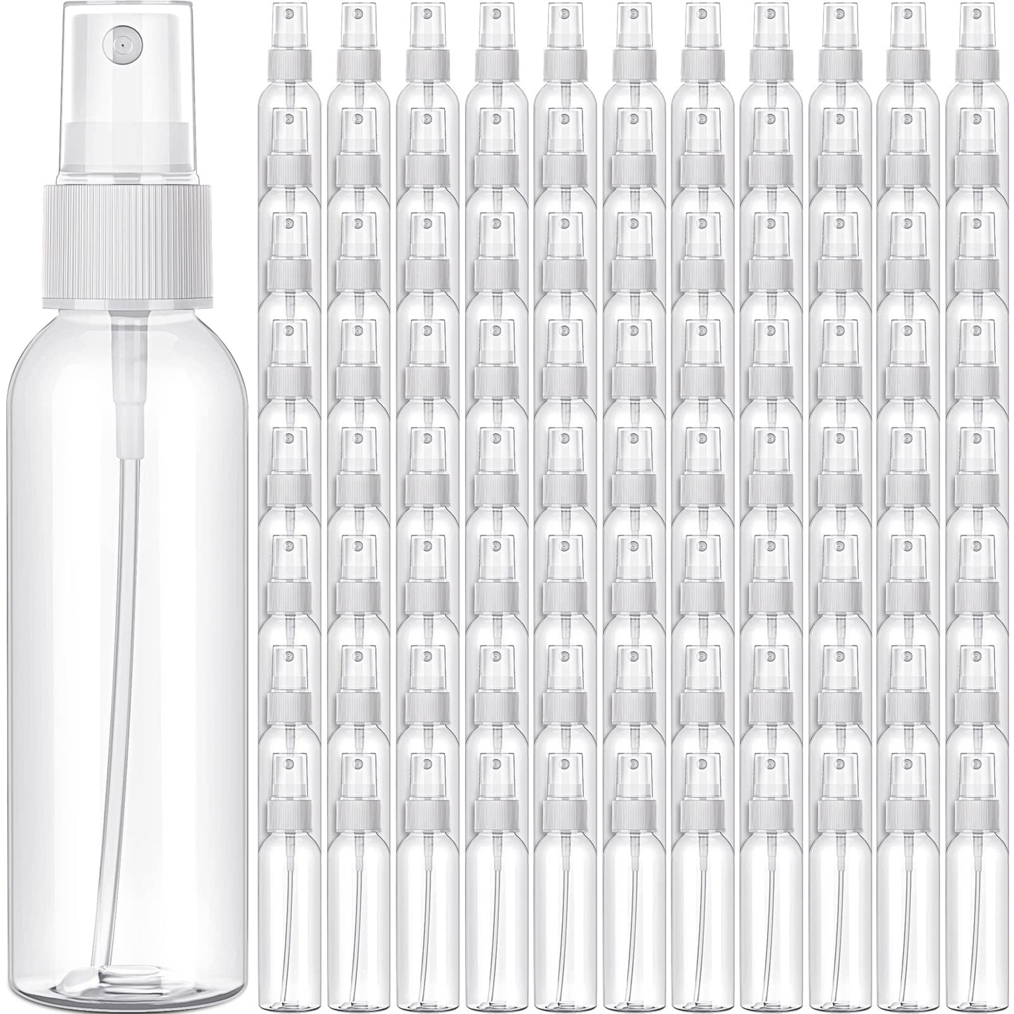 Nuogo 90 Pack 4 Oz Plastic Mini Spray Bottles Reusable Travel Size Perfume Refillable Mist Sprayer Empty Bottle for Essential Oil(Clear)
