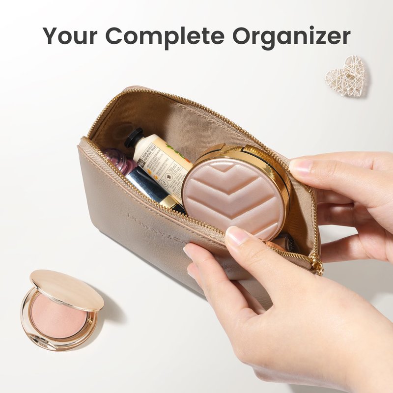ROWNYEON Small Makeup Bag for Purse, Mini Portable Cosmetic Bags for Women, PU Leather Coin Purse Lipstick Cosmetic Accessories Organizer, Travel Makeup Pouch Zipper Pouch for Men Women 6