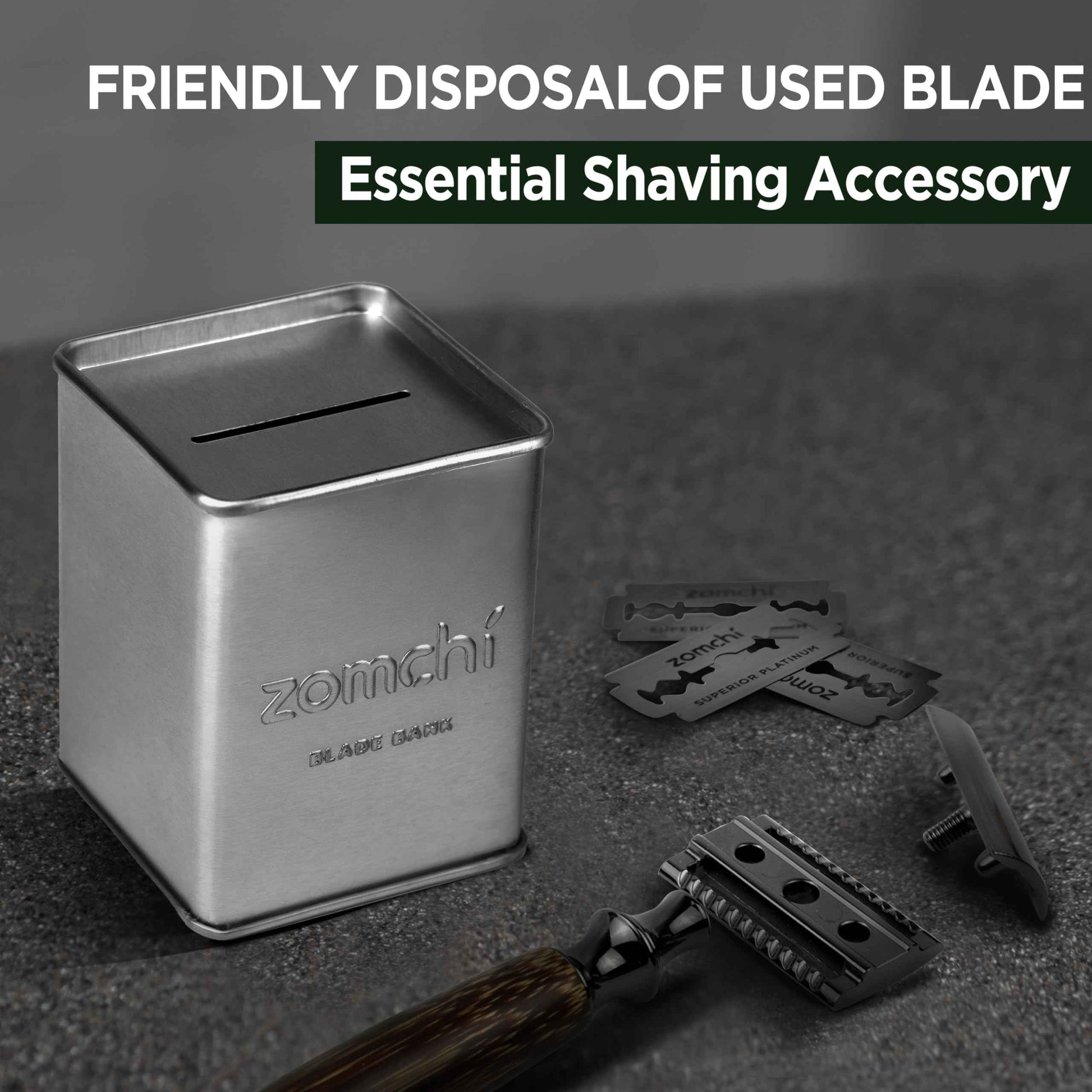 Blue Dermaplaning Razor with Silver Blade Disposal Box