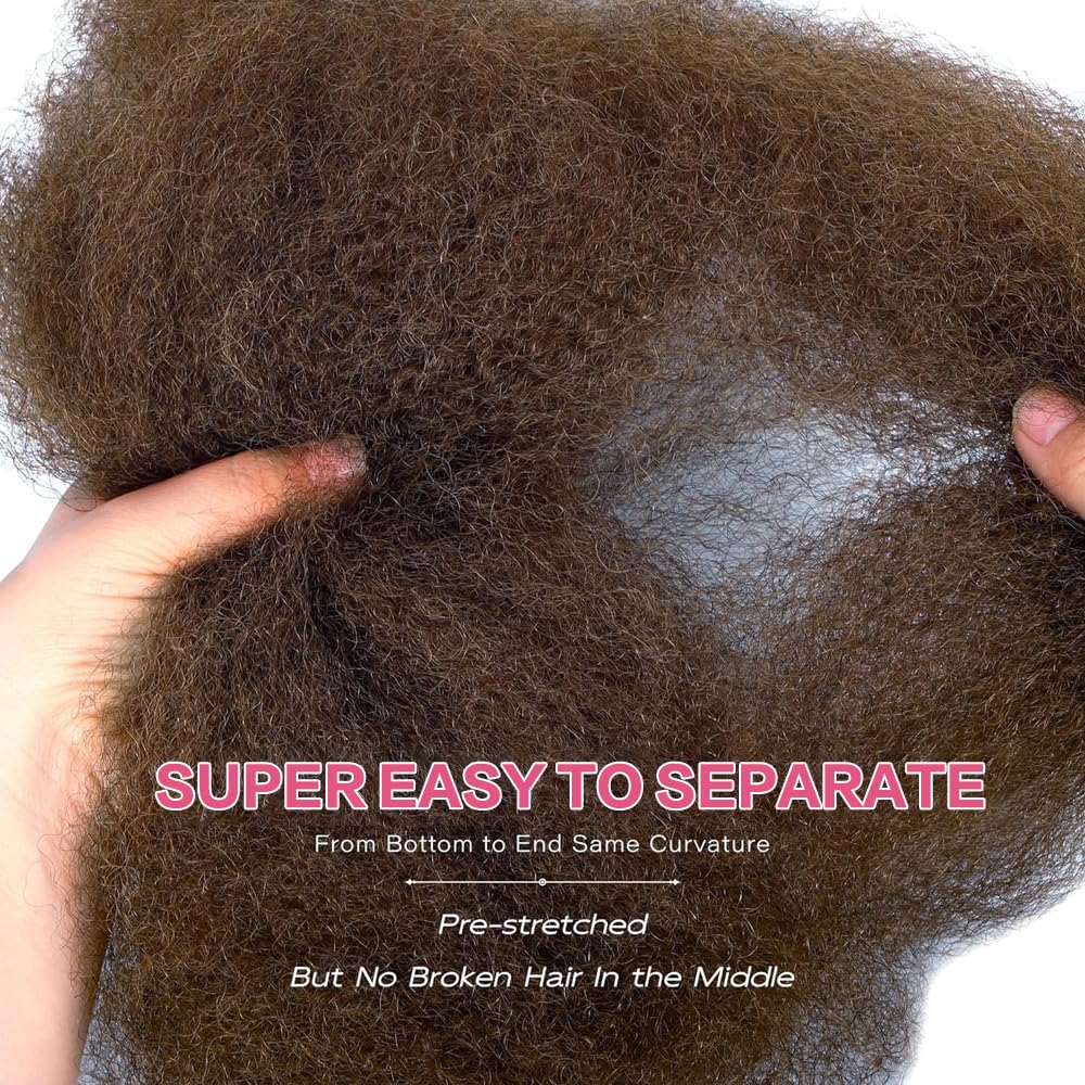 Afro Kinkys Bulk Human Hair for Dreadlocks Extensions and Locs Repair 1 Pack 50 Gram Afro Kinky Curly Human Hair Bulk for Twist (4#, 14 Inch)