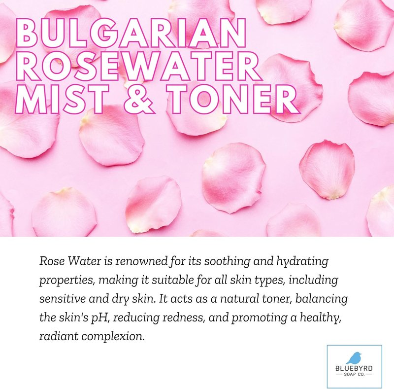 Rose Water Spray - 100% Pure Steam-Distilled Facial Toner | Alcohol-Free Hydrating Mist & Makeup Setter - Anti-Aging, pH-Balancing Natural Skin Care