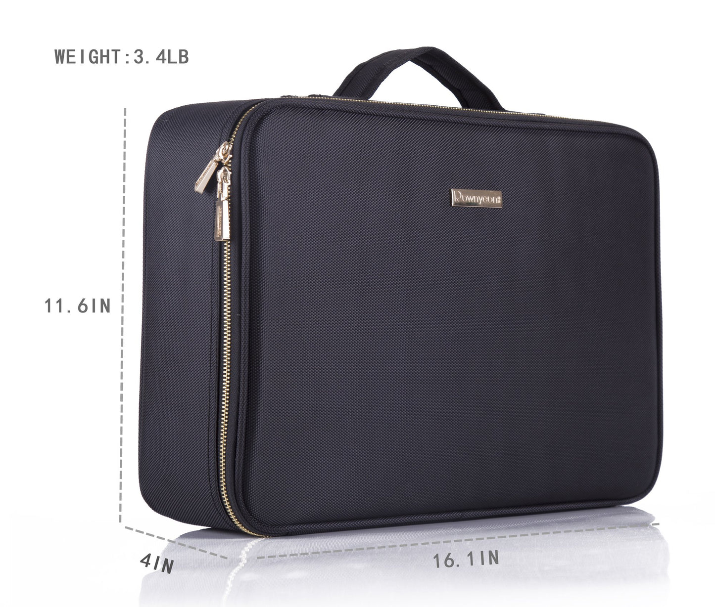 ROWNYEON Makeup Bag Cosmetic Makeup Train Case Artist Makeup Organizer Professional Portable Storage Bag for Women Girl Waterproof EVA Adjustable Dividers Large Black