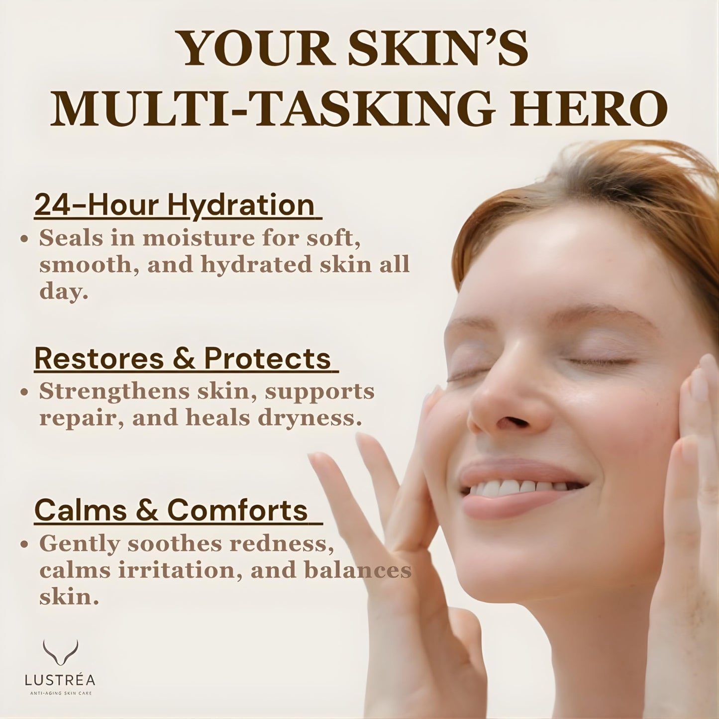 LUSTRÉA Whipped Tallow Cream for Face & Body 4oz (120g) Unscented | Grass Fed Beef Tallow Face Cream | Hydrating Face Cream for Sensitive Skin | Non-Greasy Skin Moisturizer | Multi-Use Body Balm