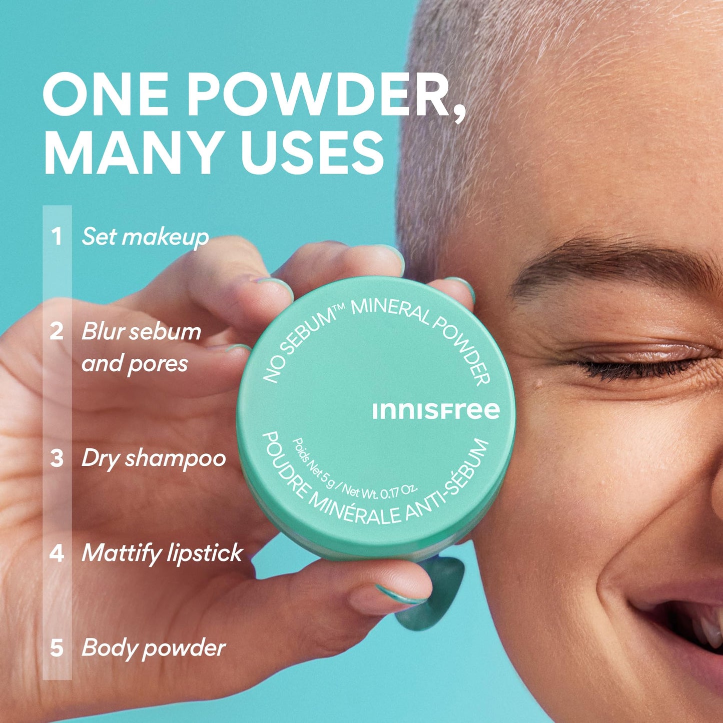innisfree No Sebum Matte Mineral Powder | Korean Loose Setting Powder for Oil and Shine Control | Blurs Fine Lines and Imperfections | Lightweight, Natural Finish | Translucent