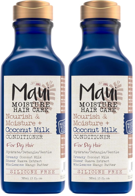 Maui Moisture Nourish & Moisture + Coconut Milk Conditioner to Hydrate and Detangle Curly Hair, Lightweight Daily Moisturizing Conditioner, Vegan, Silicone & Paraben-Free, 13 fl oz