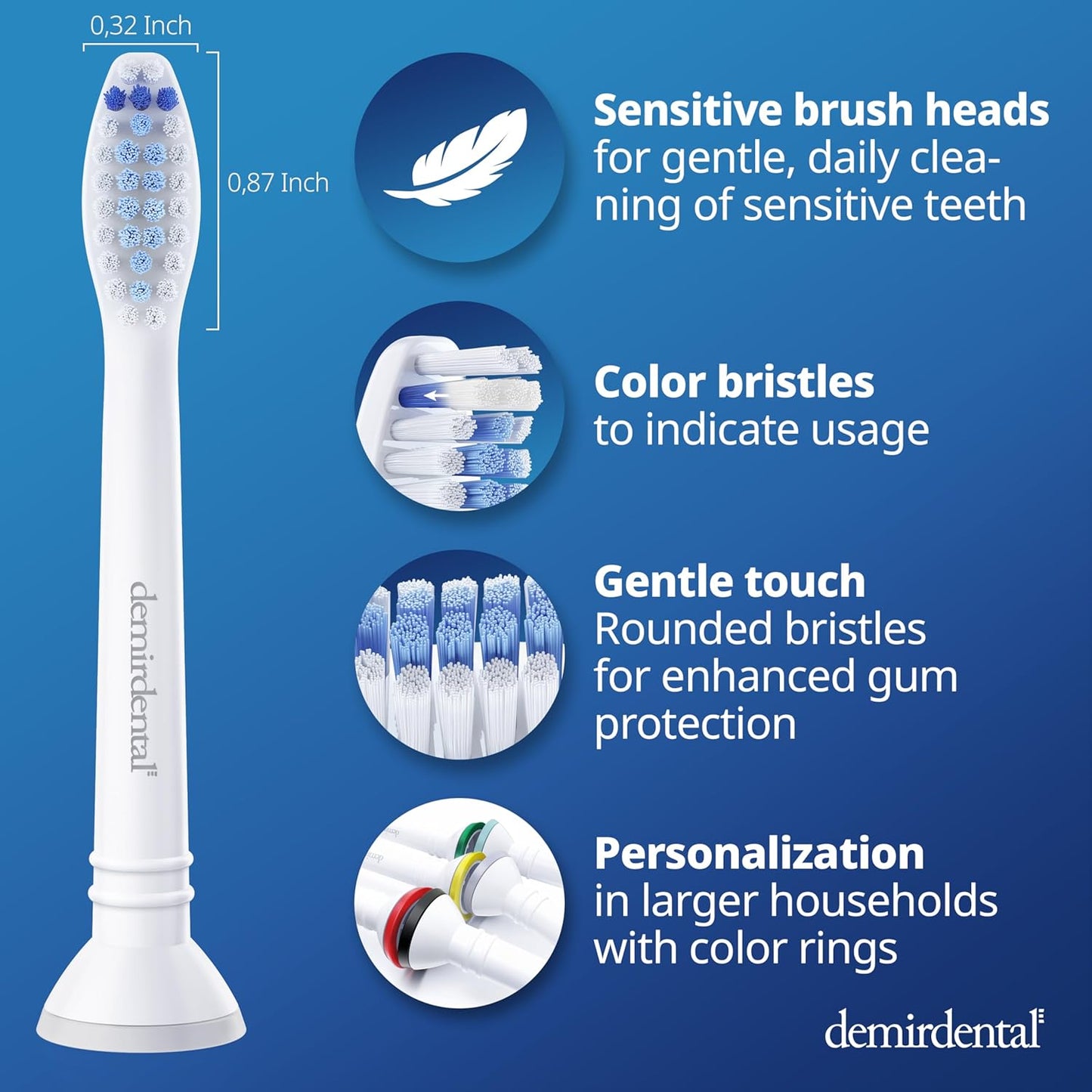 Toothbrush Heads for Sensitive Gums | Compatible with Philips Sonicare - Soft Replacement Heads - 8 Pack